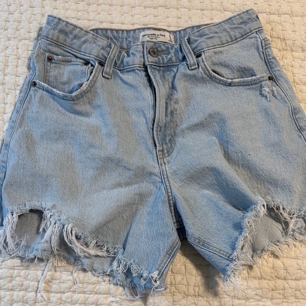 Abercrombie & Fitch Light Blue Frayed Jean Shorts